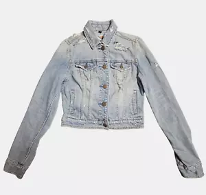 Chaqueta Jean Camionero American Eagle Envejecida Azteca Bordada Espalda S Nueva Con Etiquetas - Imagen 1 de 13
