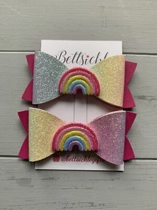 Sparkly Rainbow Hair Bow Set, Stocking Fillers, Christmas Eve Box 🌈 - Picture 1 of 2