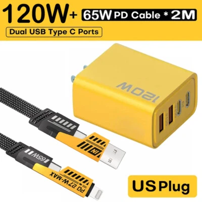 120W Fast Wall Charger USB-C Charging Cable For Google Pixel 8Pro 7a 6Pro 5a 4 3 - Image 1 of 4