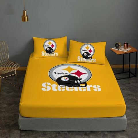 Pittsburgh Steelers Bedding Set 3PCS Fitted Sheet Mattress Cover Pillowcase Gift Cover