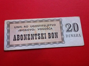 EXTRA RARRE-LOCAL NOTE- BOSNIA- 20 DINARA 1990s bons, UNIS- BIOKOVO- VOGOŠĆA  - Bild 1 von 2
