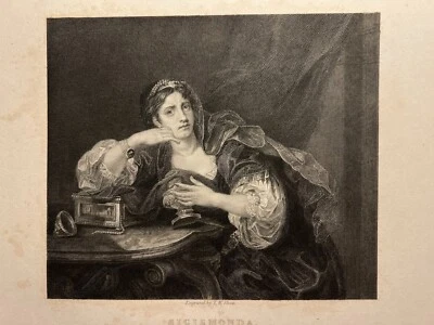 SIGISMONDA WITH THE HEART 1833 WILLIAM HOGARTH ANTIK STAHLSTICH ENGRAVING 42 - Bild 1 von 4