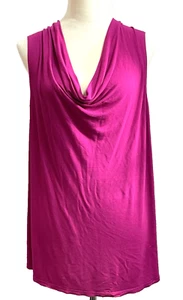 Blusa Mossaio Mujer 2X Rosa Fucsia Sin Mangas Capucha Cuello Drapeado Rayón  - Imagen 1 de 5