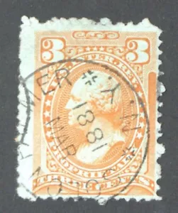 US BOB STAMPS SC#RB13 3¢ PROPRIETARY SOLON PALMER NY MARCH 1881 USED - Picture 1 of 4