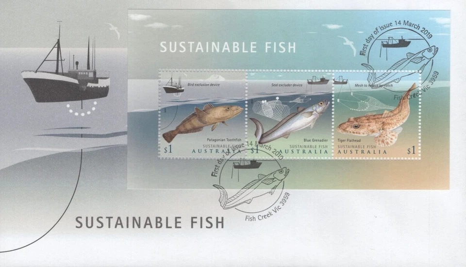 AUSTRALIA - 2019 'SUSTAINABLE FISH' Miniature Sheet First Day Cover [E9949] - Image 1 of 1
