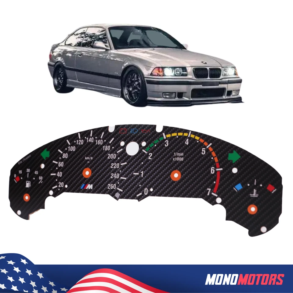 BMW E36 Display Speedometer Dial M LOGO Carbon Backround FREE 3-5 DAYS DELIVERY - Imagem 1 de 4