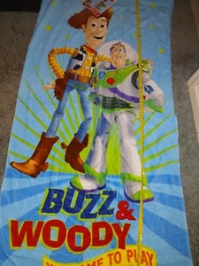 Disney Pixar Toy Story 3 Cotton Beach Bath Towel Buzz Lightyear and Woody - Picture 1 of 10