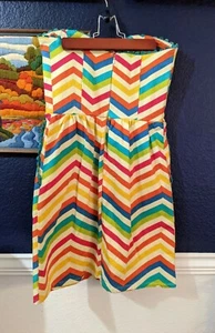 Judith March Anthropologie Strapless Rainbow Diagonal Chevron Dress Sz Small S - Picture 1 of 8