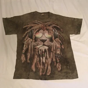 Tie Dye Rastafarian Reggae Manamals Jamaican Lion Green Shirt Medium - Picture 1 of 5