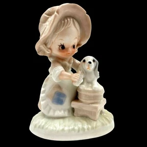 Vintage Unmarked Lefton Christopher Collection Heavenly Hobos Girl Washing Puppy - Picture 1 of 12