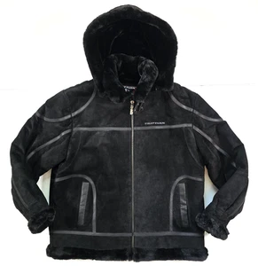 ABRIGO DE CUERO GAMUZA PHAT FARM FORRADO DE PIEL SINTÉTICA XL CAPUCHA CON CREMALLERA PESADO DE COLECCIÓN AÑOS 90 Y2K - Imagen 1 de 20