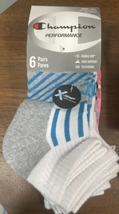 Champion Women's Ankle Socks 6 Pair Performance X-Temp Pink Blue Gray Size 5-9 - Picture 1 of 3
