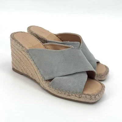 Splendid Blue Women's Britt Slide Wedge Mule Espadrille Criscross Sandals US 6.5 - Image 1 of 4