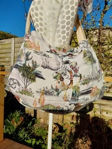 Ajustable Fabric Strap Hobo Boho Slouch Animal Nature Print Fabric Washable - Picture 1 of 11