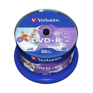50x Verbatim DVD+R Rohling 4,7GB 16x Speed Jewel Case 120 Minuten bedruckbar - Bild 1 von 4