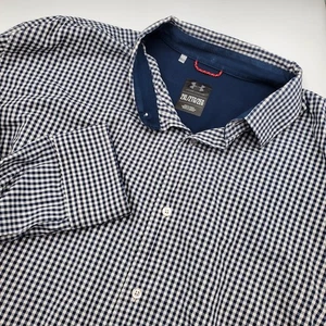 Under Armour Herren Button Down Hemd Gingham Karo Navy Blau Weiß 2XL Defekt - Bild 1 von 7