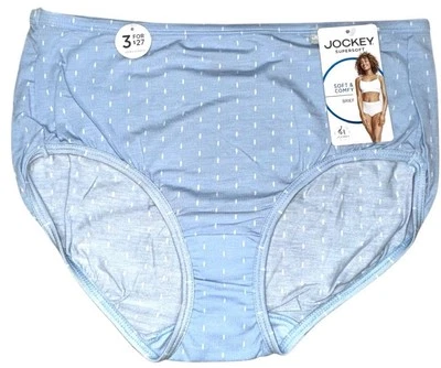 JOCKEY Women SOFT & COMFY Brief Underwear Panty 2161 Modal Blue White Size 9 2XL - Image 1 of 3