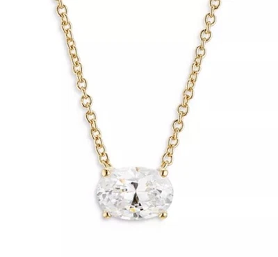 NADRI Modern Love Oval CZ Gold Pendant Necklace, 16"-18" (MSRP $50 +tax) - Image 1 of 3