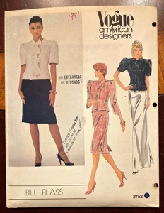 Vogue American Designer - designer Bill Blass pattern #2752 Size 10  1981 - Imagen 1 de 2