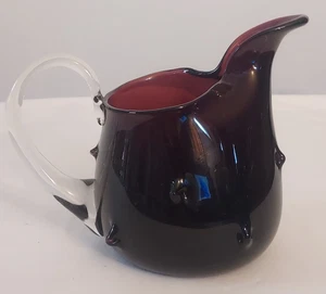 MCM Kunstglas BISCHOFF Mid Century AMETHYST lila STACHELKRUG mit geschwungenem Ausguss - Bild 1 von 4