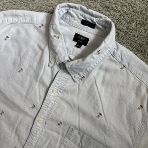 J Crew Herren bestickt Pelikan Oxford blau Button Down Hemd Slim Fit Größe XL - Bild 1 von 7