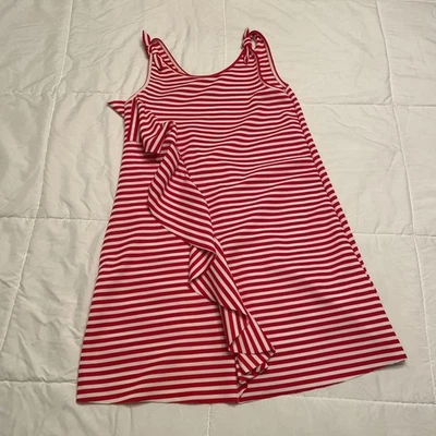 Zara Girls Red and White Striped Sleeveless Open Back Twist Dress Sz 11-12  - Image 1 of 4