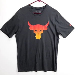 Camiseta Under Armour Project Rock HeatGear Para Hombre Grande Calce Suelto Gris Logo Toro Gimnasio - Imagen 1 de 11