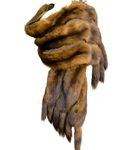 Vtg Réveillon Freres Russian Sable Stole Wrap Shawl Shrug Cape Brown Fur Paris - Picture 1 of 13