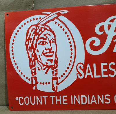 Indian Sales & Service Porcelain Enamel Sign  24 x 14 Inches 1 Sided - Image 1 of 4