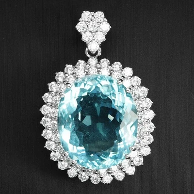 Ciondoli aureola luminosi in argento sterling 925 con acquamarina blu cielo... - Immagine 1 di 4