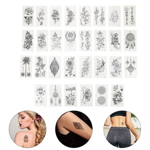 30 Pcs Water Transfer Black Flower Tattoos Temporary Stickers for Parties - Picture 1 of 12