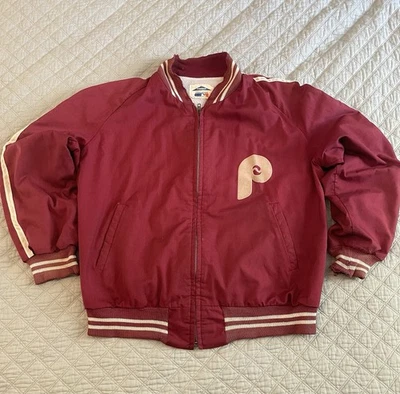 VTG 70's 80's PHILADELPHIA PHILLIES Zipper RED  Baseball JACKET  USA Size S - Image 1 of 4