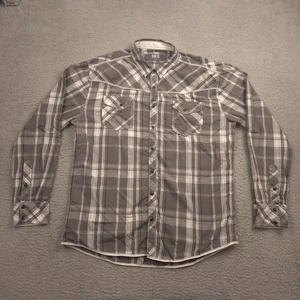 BKE Athletic Fit Western Shirt Mens XXL Gray Plaid Snap Button Long Sleeve - Picture 1 of 10