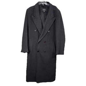 Paul Rodon Overcoat Mens 42 Wool Cashmere Blend Long Double Breasted Black Coat - Picture 1 of 16