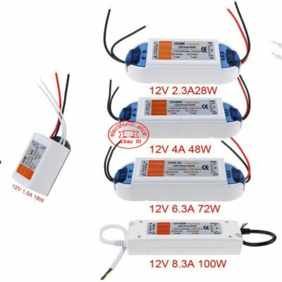 DC12V 18W 48W 73W 100W AC 90-240V to DC LED Driver Converter Power Supply White - Image 1 of 4