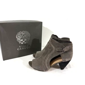 Vince Camuto Size 12 Women’s Open Toe Ankle Booties Gray Leather Suede Heels  - Picture 1 of 11