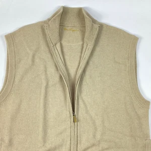 Ben Hogan Wool & Cashmere Full Zip Vest Made in Italy Men's Size XL Beige - Picture 1 of 4