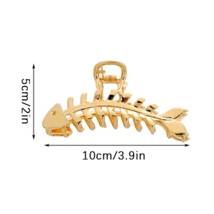 Large Metal Hair Claw Clip Fish Bone Irregular Hairpins Punk Style Silver Hair C - Picture 1 of 10