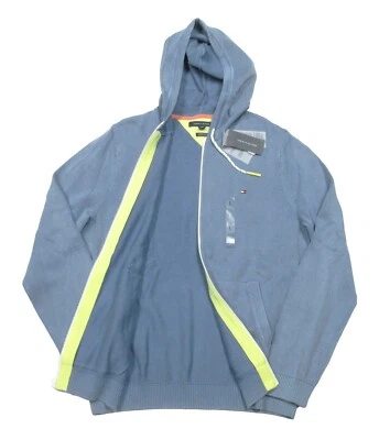 Tommy Hilfiger Men's Blue Ribbed Cotton Full Zip Hoodie $129 - Image 1 of 4