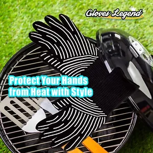 1 Pair (2 Gloves) Oven Heat Resistant Grill BBQ Cooking Gloves Extra-Long Cuff - Picture 1 of 8