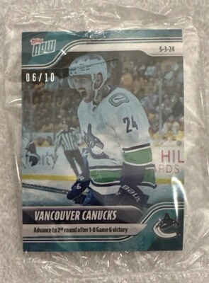 2023-24 NHL TOPPS NOW® Sticker #187 🏒 Vancouver Canucks 🏒 BLUE 🧊 ICE 06/10 - Image 1 of 4