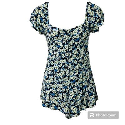 Motel Rocks Urban Outfitters Sz XS Black with Floral Pattern Short Sleeve Romper - Image 1 of 4