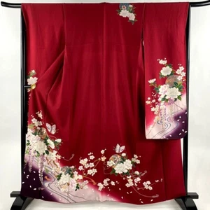Japanese kimono SILK"FURISODE"Peonies,Traditional Hand BALL,Gld leaf,L5'4"..4324 - Picture 1 of 10