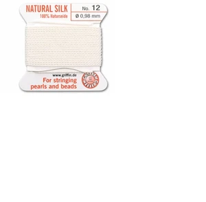 WHITE SILK STRING THREAD 0.98mm STRINGING PEARLS & BEADS GRIFFIN SIZE 12 -FT5212 - Picture 1 of 1