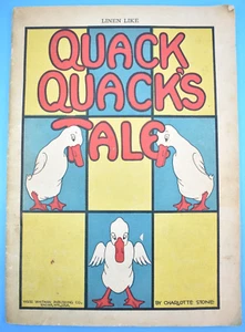 1930 Linen Like Quack Quack's Tales by Charlotte Stone Whitman Publishing Co - Foto 1 di 6