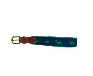 J.Bailey Boys Buddy Belt Whale Print Navy Blue Green Size 22 Med EXCELLENT - Picture 1 of 7