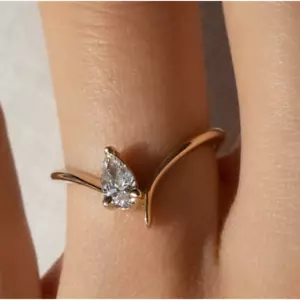 14k Gelbgold Birnenschliff Diamant Verlobungsring 1,00 ct IGI Lab Created - Bild 1 von 11
