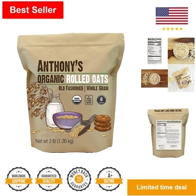 Premium USDA Certified Organic Rolled Oats - Gluten Free - Versatile - 3 lb - Image 1 of 4