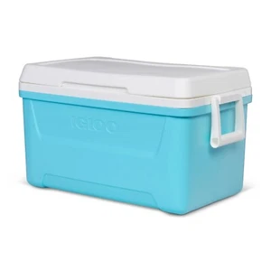 Igloo 48 Quart Laguna Hard Sided Ice Chest Cooler, Aqua Blue and White - Picture 1 of 4