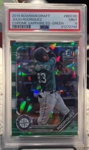 2019 BOWMAN DRAFT CROMATO ZAFFIRO EDIZIONE VERDE/50 JULIO RODRIGUEZ PSA 9 #BDC60 - Foto 1 di 2